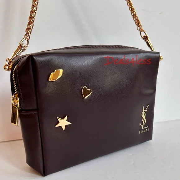 YSL Crossbody Cosmetic Bag to Purse Beaded Logo Charm Designer Clutch New